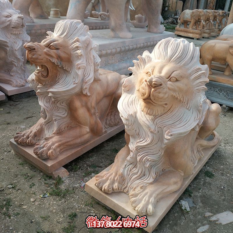 精美大理石石雕仿真狮子镇宅雕塑——让您的家园更加精致