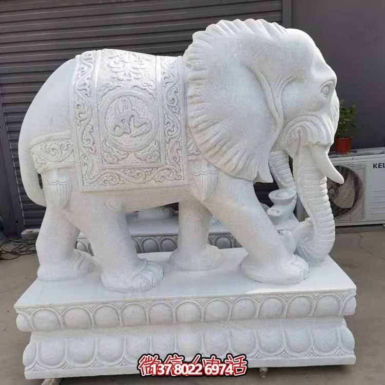 汉白玉雕塑艺术，景观装置招财大象