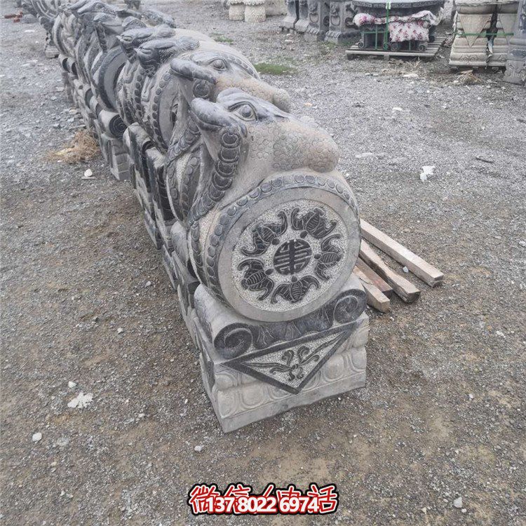 传统文化雕刻家具——金蟾抱鼓石青石门墩