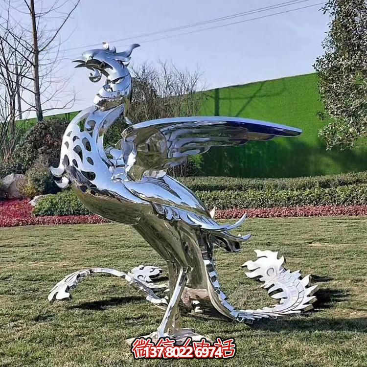 精美不锈钢凤凰雕塑，装饰您的室外景观
