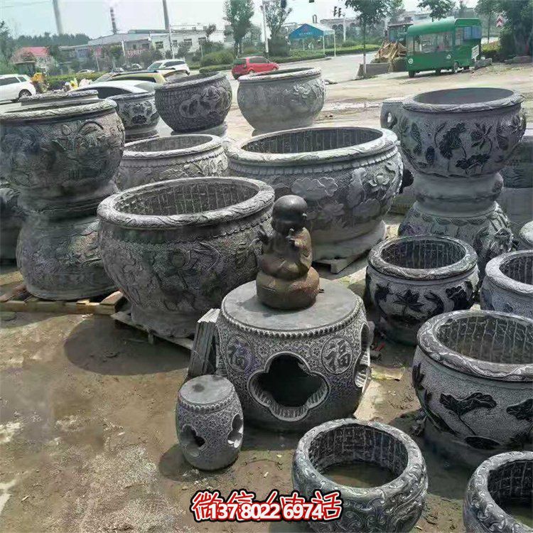 【别墅庭院院落石水缸装饰摆件】