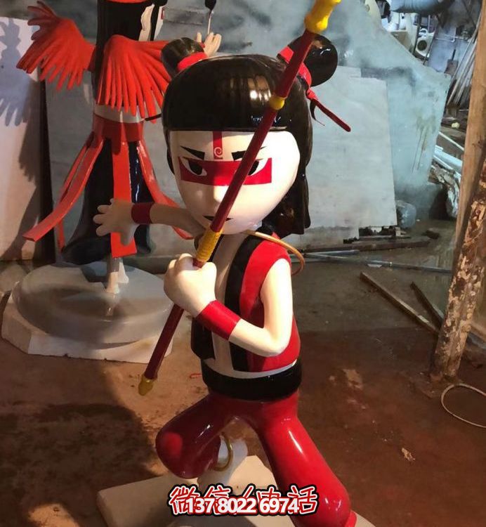 哪吒玻璃钢彩绘卡通雕塑