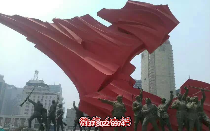 城市大型不锈钢红军雕塑创意装饰品