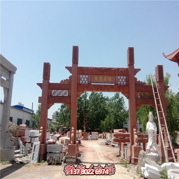 仿古雕塑摆件，青石大理石装饰门楼牌楼牌坊村口
