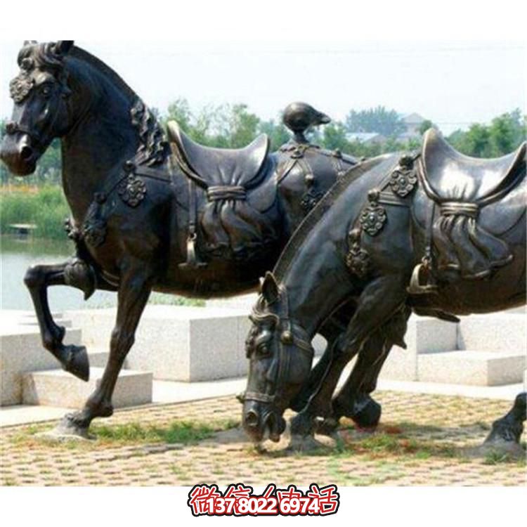 玻璃钢仿铜动物景观马