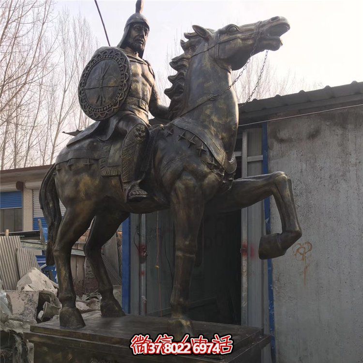 玻璃钢仿铜将军骑马人物雕塑城市广场景观雕塑