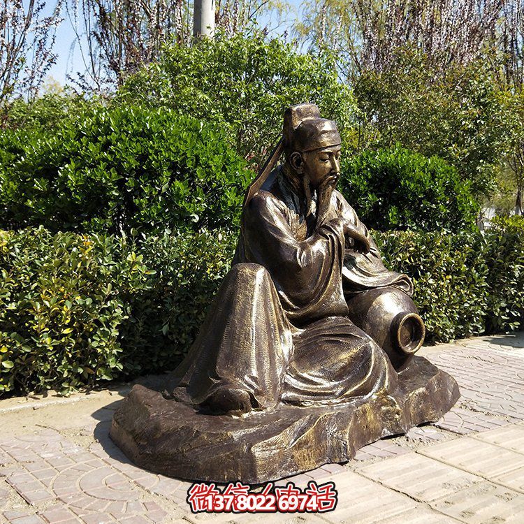 诗仙李白铜雕塑像