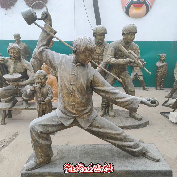 茶文化铜雕园林景观倒茶的人物景观