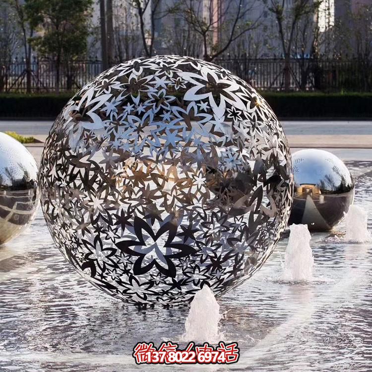 大型不锈钢镂空球雕塑发光圆球售楼处摆件