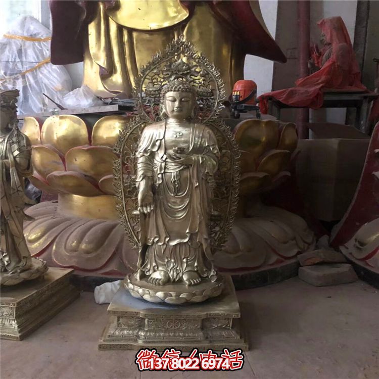 景区仿铜佛像三圣雕塑