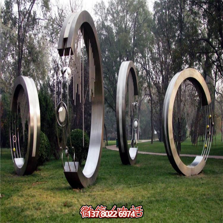 户外草坪不锈钢创意圆环雕塑摆件