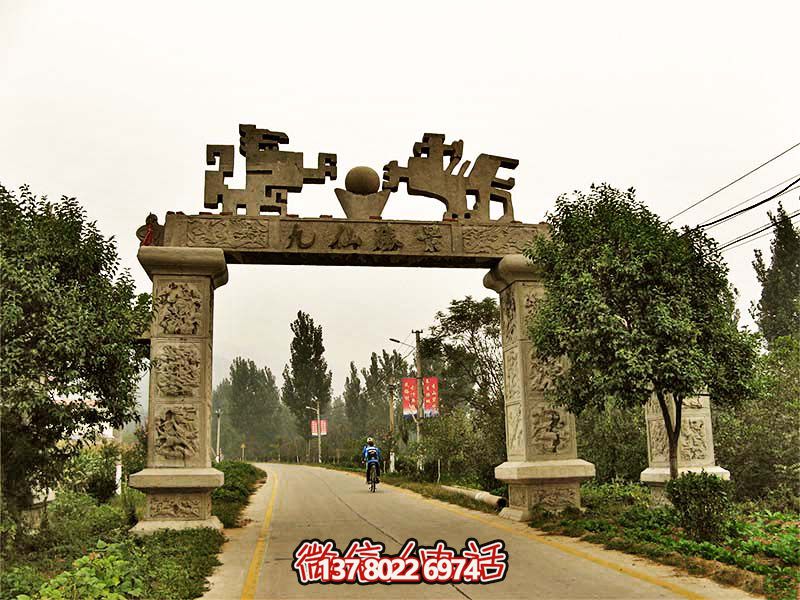 景区石柱浮雕创意单门石牌坊