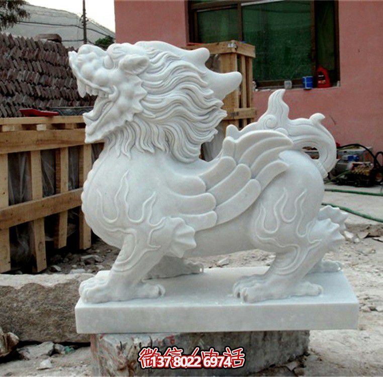 庭院寺庙汉白玉石雕神兽貔貅雕塑