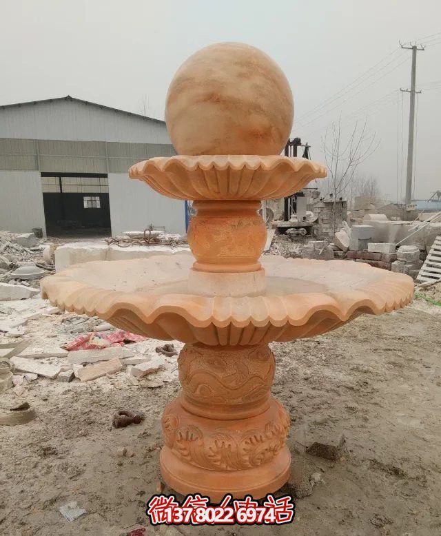 公司招财双层风水球石雕