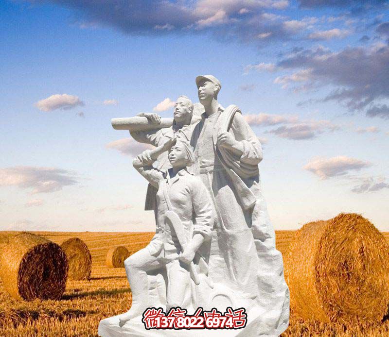 公园汉白玉石雕看向远方的红军雕塑