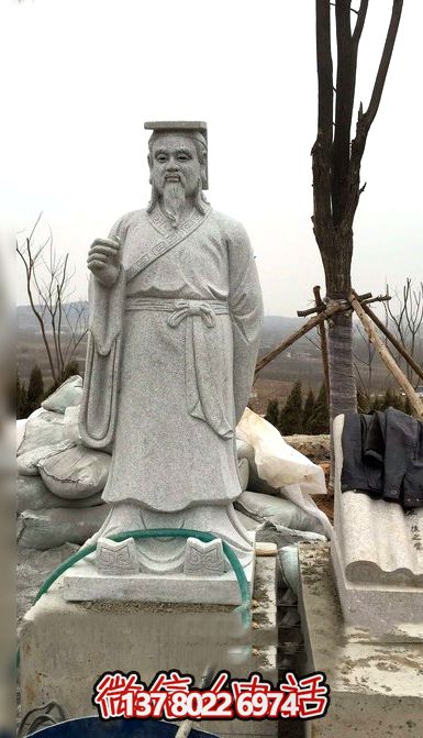 小区公园摆放唐朝著名书法家诗人柳公权大理石雕塑像