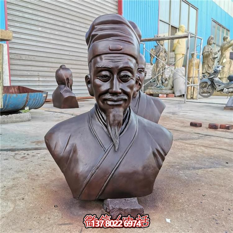 医院广场摆放紫铜铸造六大神医人物胸像