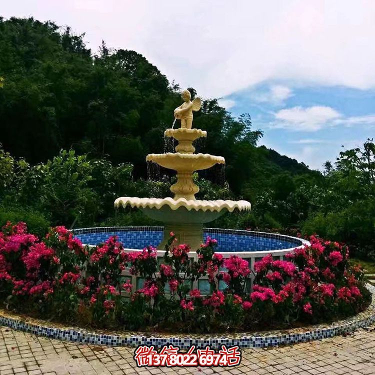 城市花园人造砂岩喷泉雕塑