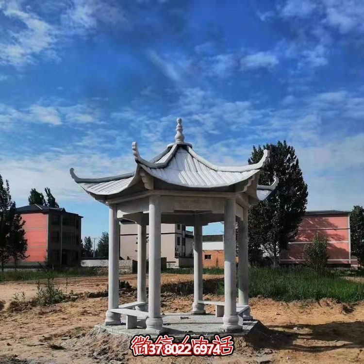 仿古石雕中式六角凉亭户外园林景观雕塑