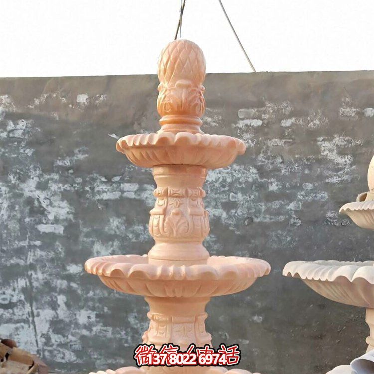 晚霞红石雕风水球雕塑