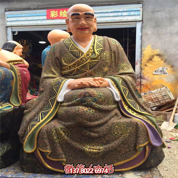 玻璃钢彩绘大型寺庙景观供奉十八罗汉雕塑