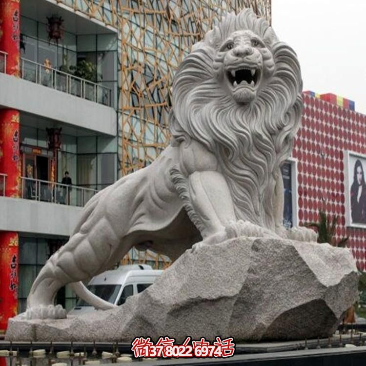 城市广场摆放大理石浮雕西方石狮子雕塑