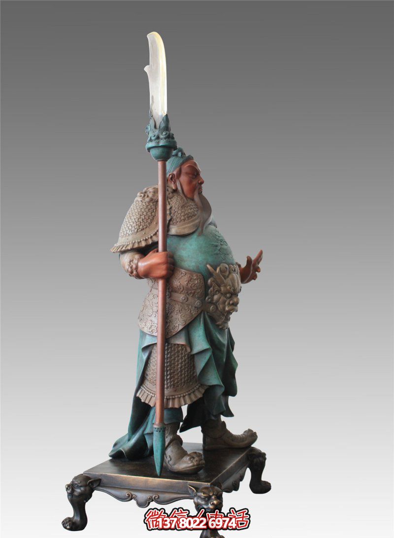 室内别墅玻璃钢彩绘创意关公雕塑