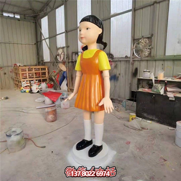 游乐场创意玻璃钢卡通彩绘小女孩人物景观