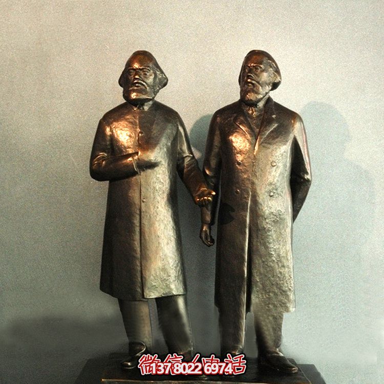 景区世纪伟人马克思和恩格斯铜雕抛光马克思雕塑