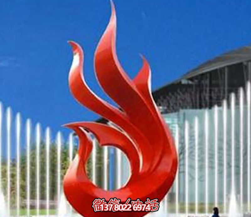 景区喷漆装饰摆件不锈钢红色喷漆海浪浪花雕塑