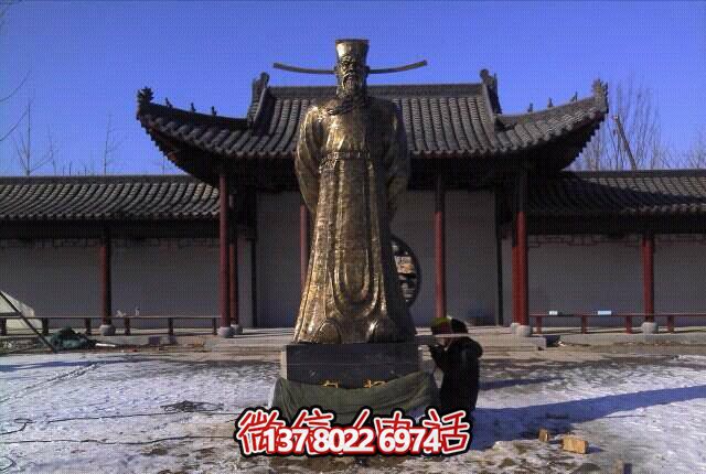 庭院古代名人铜铸包拯雕塑