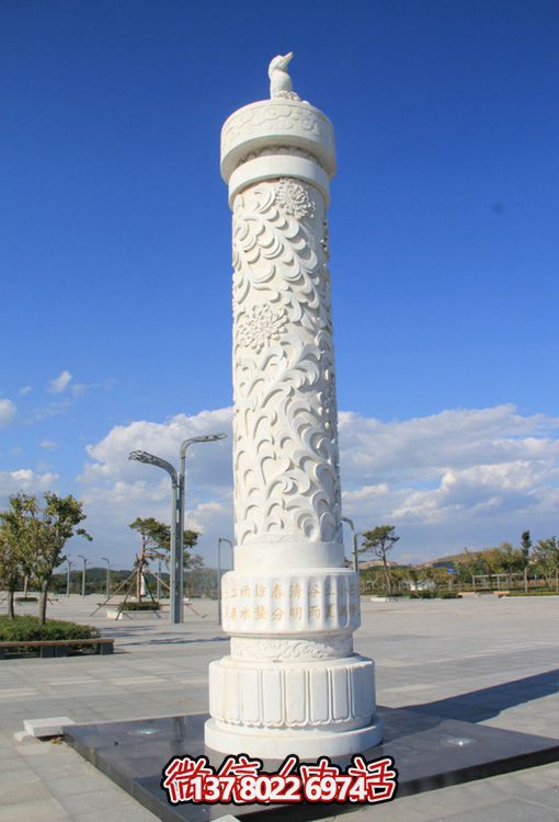 汉白玉花纹富贵雕刻广场石柱