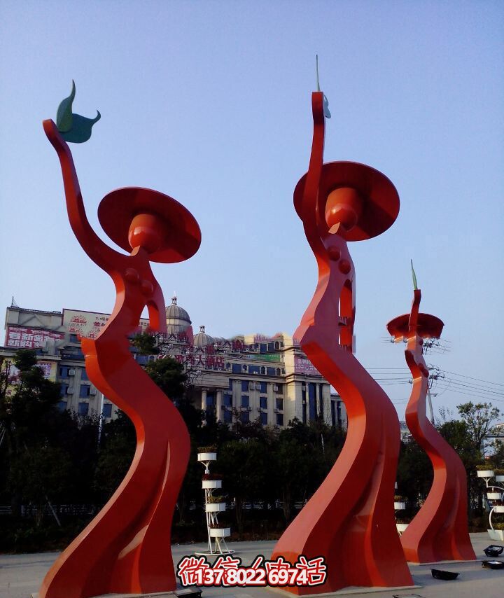 商业广场不锈钢跳舞的抽象人物雕塑