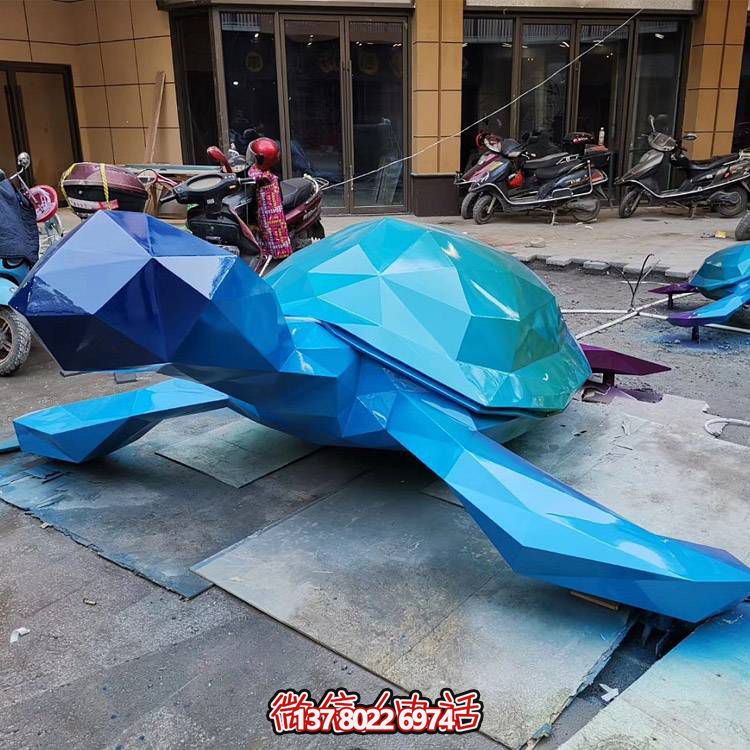 镜面几何乌龟不锈钢雕塑切面动物海洋馆游乐园广场摆件