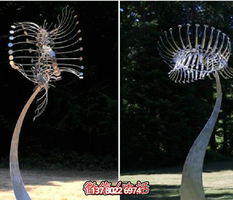 公园创意仿真水母不锈钢抽象花朵雕塑