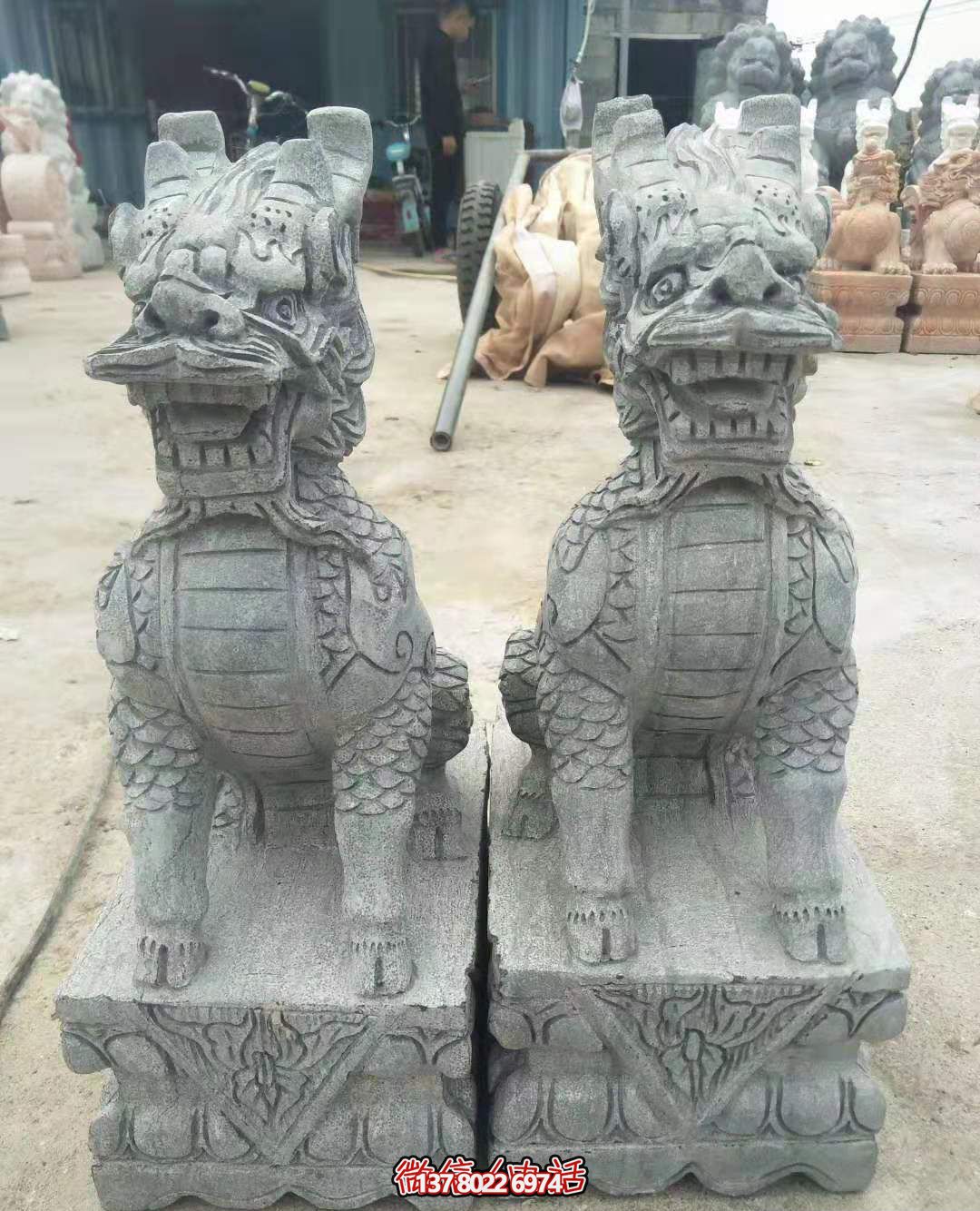 户外景区大型大理石石雕麒麟雕塑