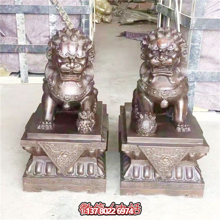 企业工厂门口大型铜雕狮子景观
