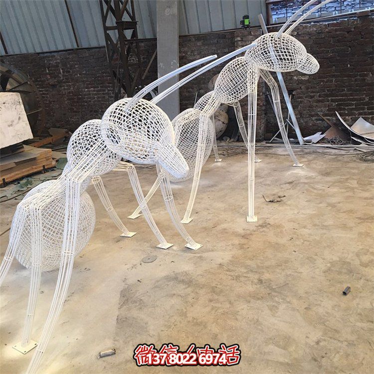 不锈钢网格创意蚂蚁小品雕塑公园小区园林装饰摆件