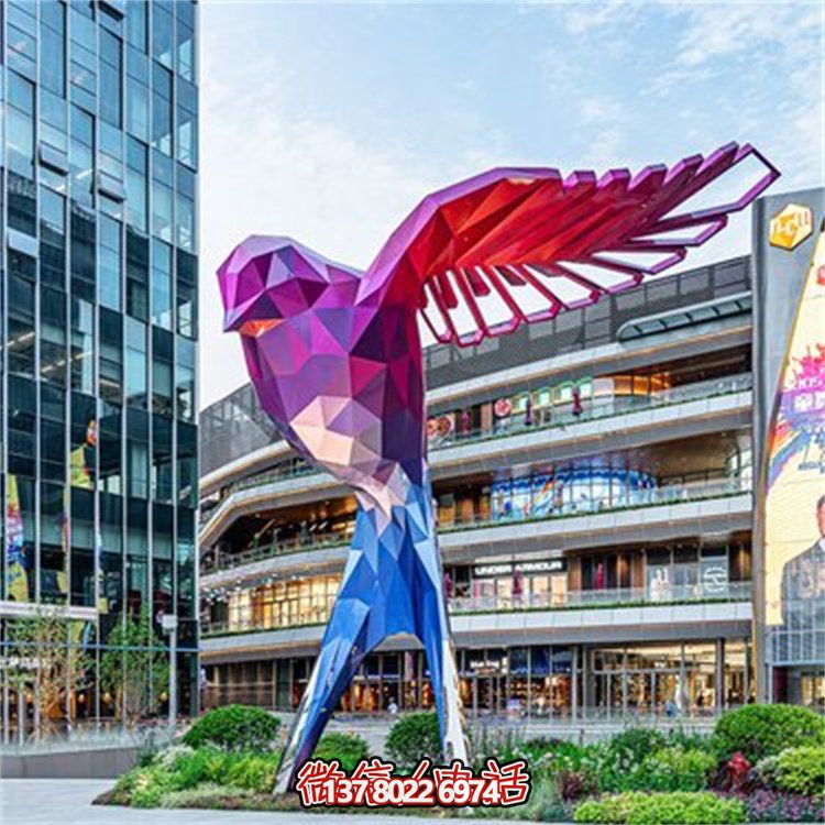 几何抽象户外商业街大型抽象小鸟雕塑