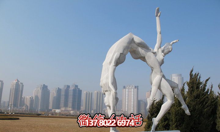 花园创意不锈钢运动体操雕塑