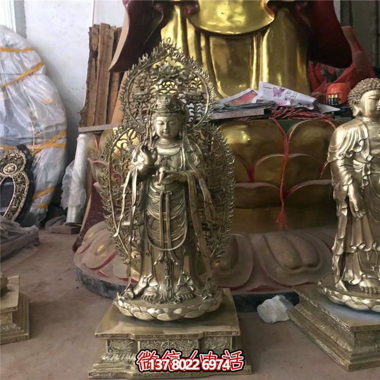 景区寺庙供奉佛像三圣雕塑