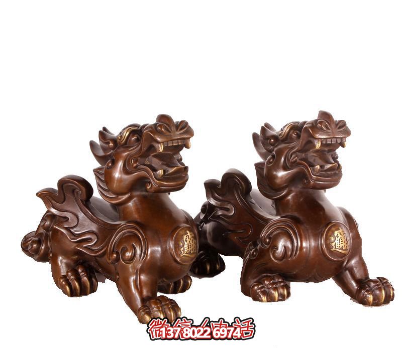 户外景区玻璃钢仿铜貔貅雕塑