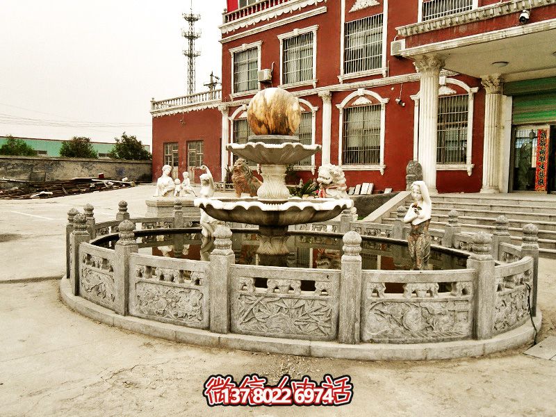 企业庭院喷泉装饰大理石围栏