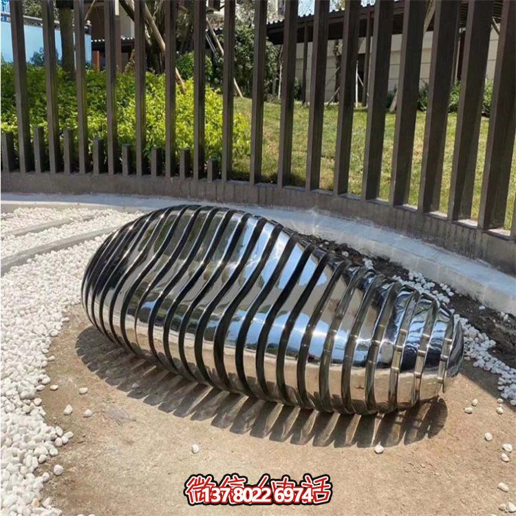 酒店会所装饰不锈钢创意切面石头雕塑