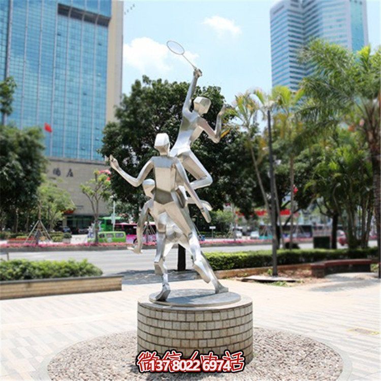 运动人物景观不锈钢几何抽象街道摆件