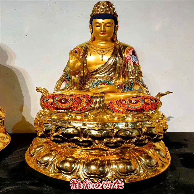 宗教庙宇喷金烤漆创意神佛三圣雕塑