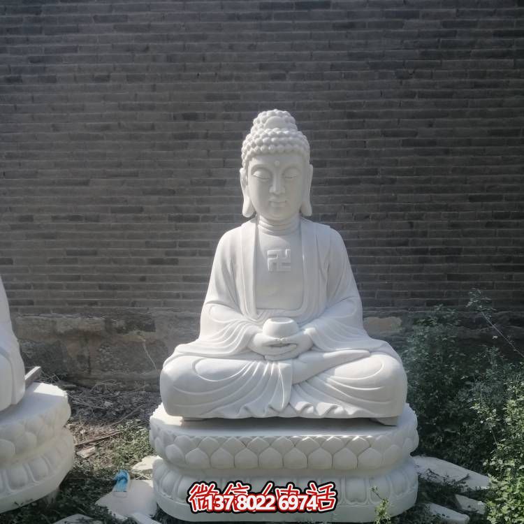 汉白玉如来佛释迦牟尼佛像寺院供奉摆件