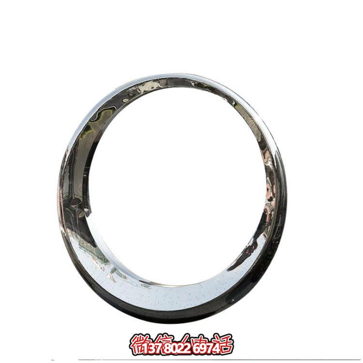 不锈钢镜面圆环艺术景观雕塑小区花园喷泉摆件