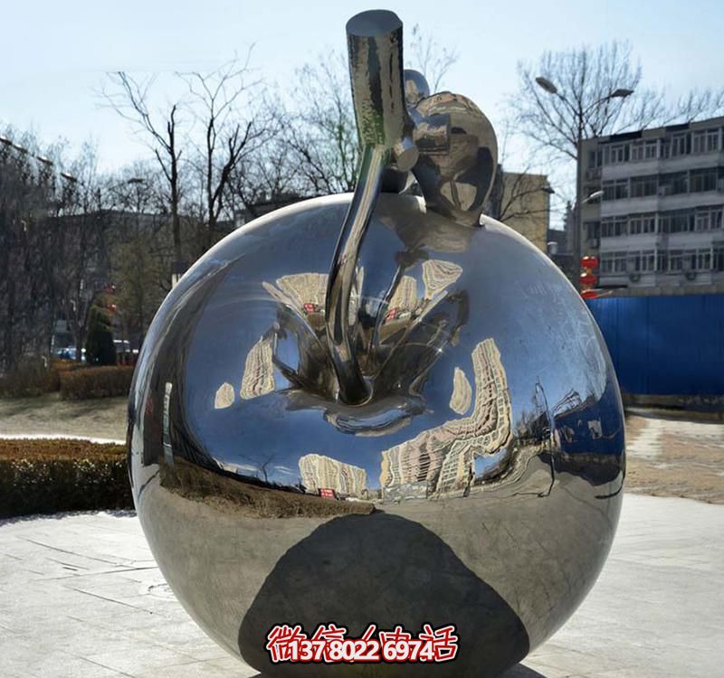 学校企业抛光不锈钢苹果雕塑