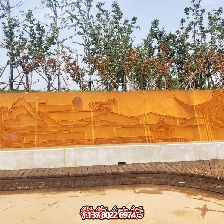 户外景区大型不锈钢浮雕影壁雕塑